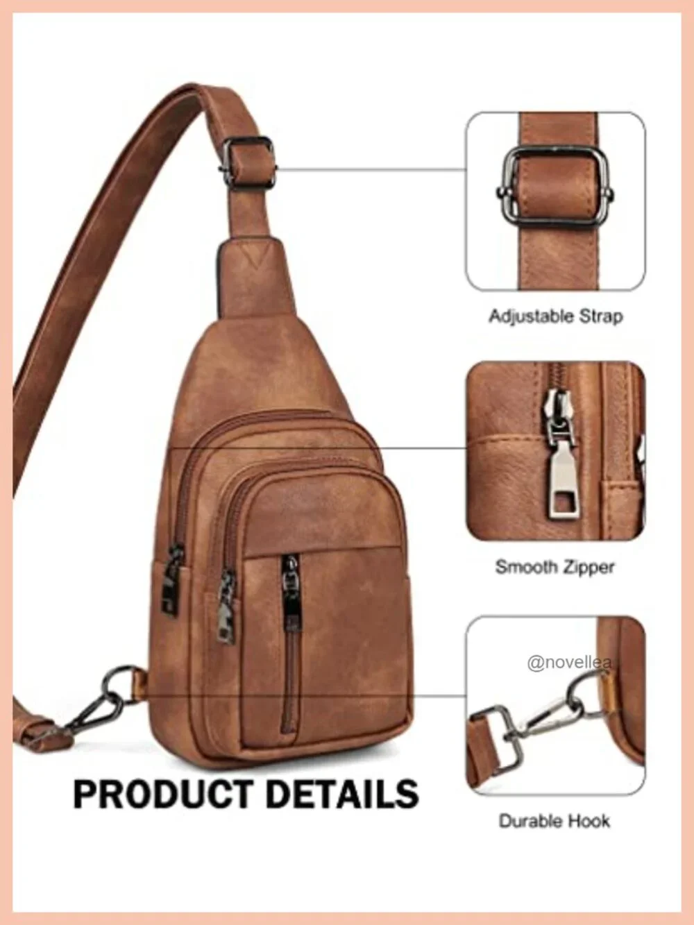 Sling Bag for Women Crossbody Fanny Pack with Adjustable Strap Faux Leather